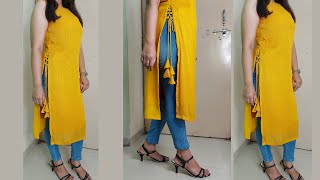 New Design Kurti Cutting and StitchingLatest Designer Side Dori Kurti CuttingSuit Cutting [upl. by Garrick]