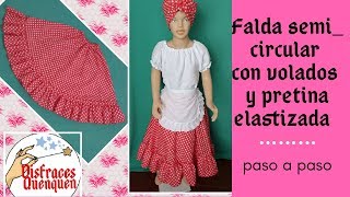 DIY Disfraz de NEGRITA CANDOMBERAComo hacer FALDA SEMICIRCULAR con volados y pretina elastizada [upl. by Notgnirrab449]