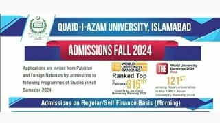 QUAID AZAM UNIVERSITY ISLAMABAD ADMISSION OPEN BS MS MPHIL PHD LLB PROGRAM  11062024 [upl. by O'Neil]