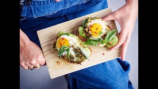 Healthy Pesto eggs toast 🥪  Sofie Dumont Shorts [upl. by Asiluy83]