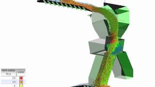 Jenike amp Johanson DEM analysis of transfer chute with hood and rockbox [upl. by Sherlocke285]