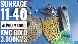 Review  Teste de resistência Sunrace M980  Alívio M4000  Kmc Gold Tin após 3000kms [upl. by Dnana538]