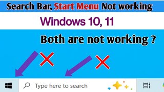 Search bar Not Working in Windows10 Start Menu not working windows 1011 Windows 10 Search box [upl. by Nadya]