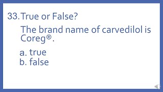 Top 200 Drugs Practice Test Question  T or F The brand name of carvedilol is Coreg [upl. by Pilar]