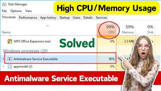 Fix Antimalware Service Executable High Memory  CPU Usage  Disable Antimalware Service Executable [upl. by Greenlee614]