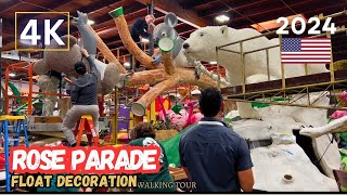 Rose Parade 2024 Float Decoration New Year  Pasadena Los Angeles California 4K USA [upl. by Mossolb]