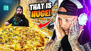 TIMTHETATMAN REACTS TO IMPOSSIBLE PIZZA CHALLENGE [upl. by Jobe]