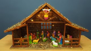 How to Make Christmas Crib  DIY Nativity Scene  Easy amp Simple Home Made Crib Using Cardboard [upl. by Urbana]