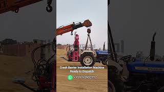 Crash Barrier Installation Machine  Metal W Beam Crash Barrier Tractor Attachment machine hammer [upl. by Meehyrb]