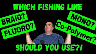 Fishing Line Types Mono vs Braid vs Fluorocarbon vs Monofilament vs Copolymer [upl. by Nyladnohr92]