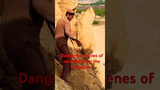 Dangerous scenes of rock fall from the mountain hardworkpakistan mountains stone viralvideo [upl. by Krilov]