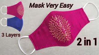 Very Easy New Style Pattern Mask  Face Mask Sewing Tutorial  How to Make Face Mask at Home [upl. by Drofiar139]