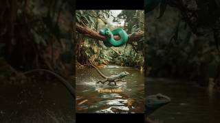 lizard runs fast across water a boa ready to pounce shortsviral wildlife wildwildlife [upl. by Sanez]