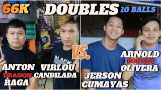 DOUBLES ANTON RAGAVIRLOU CANDILADA VS JERSON CUMAYASARNOLD OLIVERA 10 BALLS PAREHAS [upl. by Bernardi]