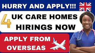 4 UK Care Home hiring Overseas Healthcare Assistants With Free Visa Sponsorship Apply Here [upl. by Marillin]