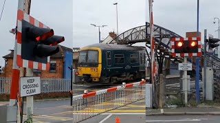 Rare Crossing with Bells at Wokingham Level Crossing Berkshire [upl. by Goody353]