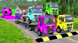 TRANSPORTING PIXAR CARS amp FRUITS WITH COLORED amp JOHN DEERE vs CLAAS vs TRACTORS  BeamNGdrive 983 [upl. by Nawuj]