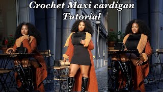 How to Crochet a Maxi Fur Cardigan Step by Step Tutorial [upl. by Adiari209]