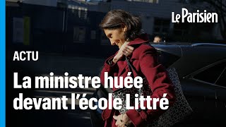 La ministre de l’Éducation nationale huée lors de son arrivée à l’école publique Littré [upl. by Noedig]