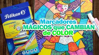 Como dibujar con marcadores COLORELLA MAGICO PELIKAN que cambian de color  ArtGio [upl. by Roban]