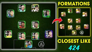 Closest Formations to 424 in eFootball 2024 mobile 😍  eFootball Best Formations [upl. by Crellen]