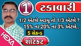 ટકાવારીભાગ1Percentage  ટકાવારી શૉર્ટકટ Takavari ટકાવારી દાખલા Takavari in gujaratihexamaths [upl. by Harlen626]