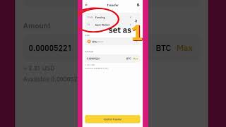 Funds transfer from funding wallet to spot wallet Binance binance spotwallet fundingwallet btc [upl. by Eixor]