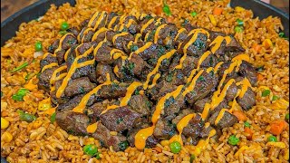 High Protein Garlic Butter Steak Fried Rice 🥩🍚💪🏼 highprotein mealprep healthyrecipes [upl. by Ahsem]