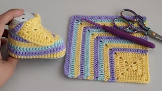 Crafting the Cutest Baby Shoes Unveiling the Secret of the Granny Square Baby Booties Pattern [upl. by Attinahs]