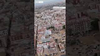 Aerial footage shows devastating aftermath of fatal floods in Valencia [upl. by Ekeiram344]