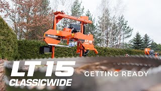 Getting Ready with the WoodMizer LT15CLASSIC WIDE Mobile Sawmill  WoodMizer Europe [upl. by Kepner150]