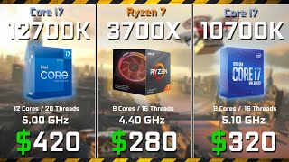 Intel Core i712700K vs Ryzen 7 3700X vs i710700K  Test in 10 Games amp Rendering [upl. by Solnit]