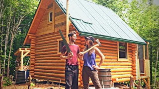 Canadian Couple Builds Their DREAM Home with HANDTOOLS Tiny Log Cabin in the Forest FULL BUILD [upl. by Azeret]