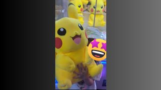 Claw Machine WINS  Japanese style arcade We got a big Pikachu plushie clawmachine pikachuplush [upl. by Assirhc]