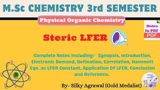 Steric LFER  Hammett Equation Physical Organic Chemistry  Msc Chemistry [upl. by Ahsirhcal]