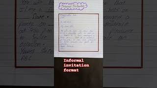 Informal invitation format class 12 ll Format invitation ll formal invitation viral shortsvideo [upl. by Ahsinaj620]