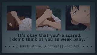 Girlfriend comforts you during a storm ASMR Girlfriend RP F4A Thunderstorm Comfort Sleep Aid [upl. by Vicky300]