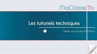 Définir une fonction en Python [upl. by Ronnoc888]