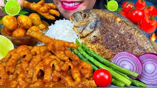 ASMR SPICY CHICKEN FEET CURRY FISH FRY QUAIL EGG CURRY BASMATI RICE MASSIVE Eating Sounds [upl. by Cogswell]