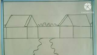 How to Draw house scenery drawing  Step by step Drawing For kids  King vs kids [upl. by Neirol86]