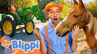 Blippi Learns about Tractors and HORSES  Farm Animals Friends  Educational Videos For Kids [upl. by Aubreir235]