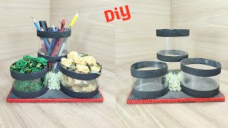 Multipurpose Organizer Making Idea For Home Storage  Waste Plastic Reuse  Room Decor Idea [upl. by Cyprio]