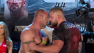 KSW 44 Intensywne starcie Pudzianowskiego z Bedorfem na ważeniu [upl. by Noletta839]