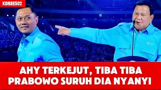 AHY Terkejut Tiba Tiba disuruh nyanyi oleh Prabowo auto gemuruh tepuk tangan ✋✋✋✋ [upl. by Annasoh]