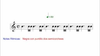 Curso de Notas Rítmicas Solfeo  Negra con puntillo dos semicorcheas [upl. by Bain266]