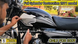 splendor full dent paint  sticker Instalation  firozrediumart [upl. by Aivataj459]