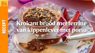 Rondjes krokant brood met terrine van kippenlever met porto [upl. by Cecilia203]