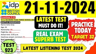 IELTS Listening Practice Test 2024 with Answers  21112024  Test No  923 [upl. by Atiuqrahc]