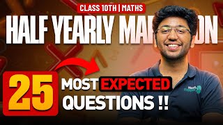 Maths  25 Most Expected Questions 🔥  Half Yearly Exams  Shobhit Nirwan [upl. by Schoening]