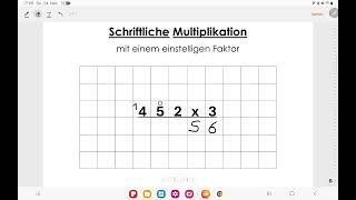 Schriftliche Multiplikation Nr1 mit einem einstelligen Faktor [upl. by Anaerb]